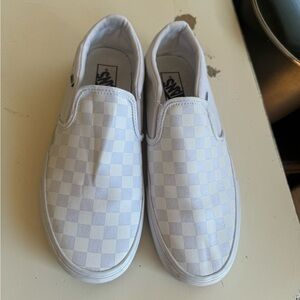 Classic Slip-On Checkerboard Shoe True White Mens 9.5 Women’s 11